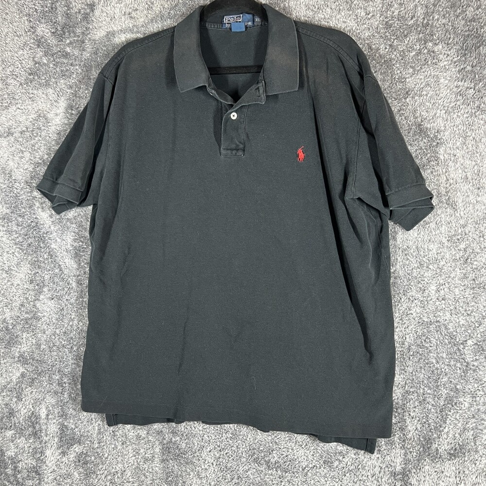 Ralph Lauren Polo Shirt Mens XL Black Classic Fit Red Pony Golf Casual Cotton